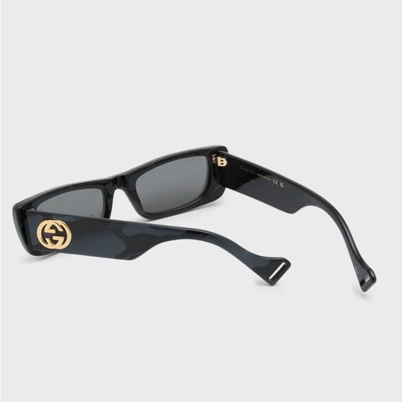 New GUCCI Monochromatic Rectangle Sunglasses w/ Interlocking G Temples - Picture 4 of 14